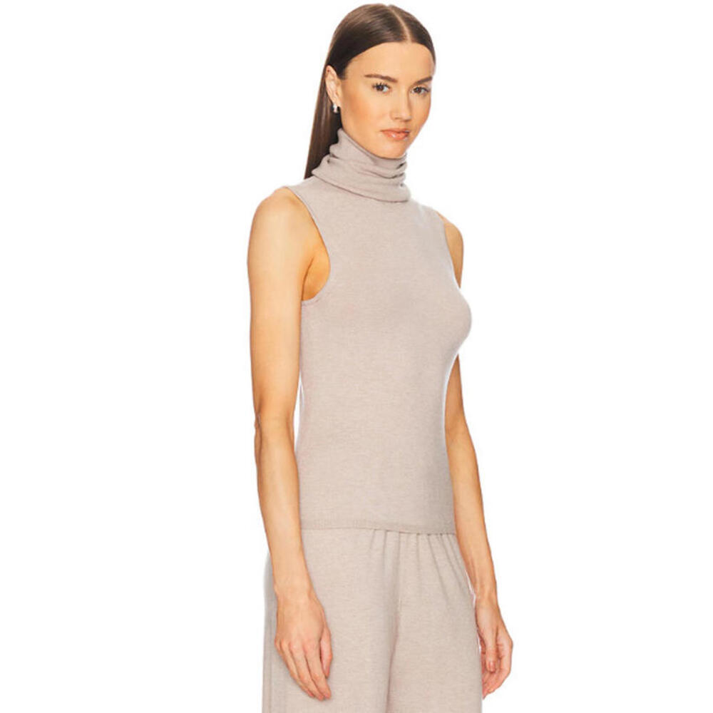 Helsa Faye Knit Top Taupe Turtleneck knit sleeveless size S NWT $208msrp